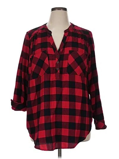 Pre-owned Torrid 3/4 Sleeve Button Down Shirt In Red