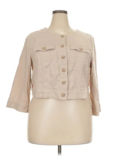 Pre-owned Torrid 3/4 Sleeve Button Down Shirt In Tan