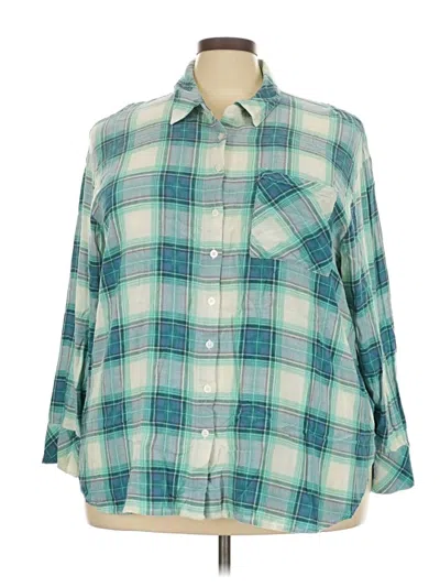 Pre-owned Torrid 3/4 Sleeve Button Down Shirt In Teal