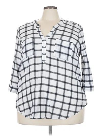 Pre-owned Torrid 3/4 Sleeve Button Down Shirt In White