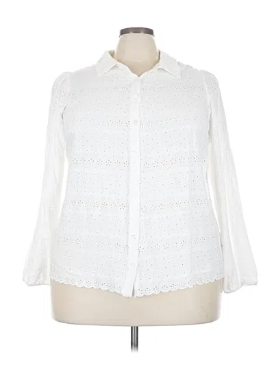 Pre-owned Torrid 3/4 Sleeve Button Down Shirt In White