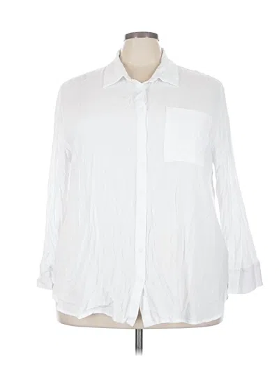 Pre-owned Torrid 3/4 Sleeve Button Down Shirt In White