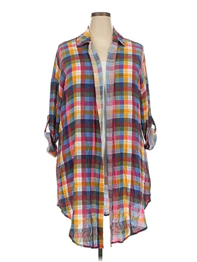 Pre-owned Torrid 3/4 Sleeve Button Down Shirt In Yellow