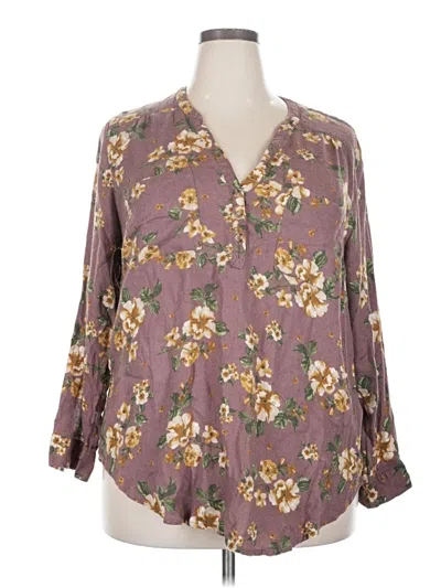 Pre-owned Torrid 3/4 Sleeve Henley Shirt In Purple
