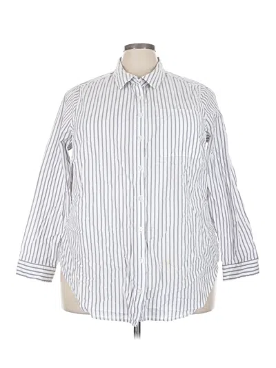Pre-owned Torrid 3/4 Sleeve Polo Shirt In White