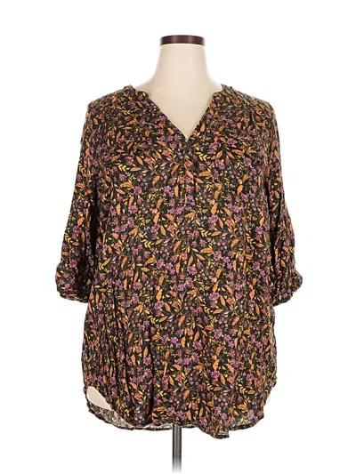 Pre-owned Torrid 3/4 Sleeve T-shirt In Brown