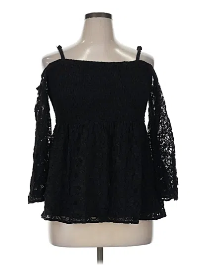 Pre-owned Torrid 3/4 Sleeve Top Black Cold Shoulder Neckline Tops