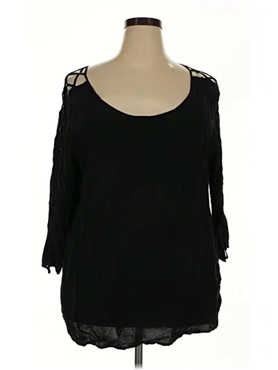 Pre-owned Torrid 3/4 Sleeve Top Black Cold Shoulder Neckline Tops