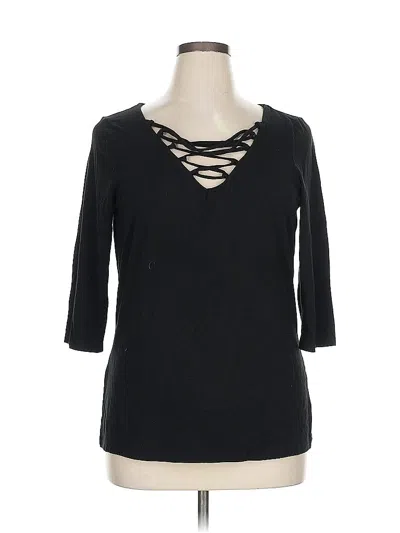 Pre-owned Torrid 3/4 Sleeve Top Black Keyhole Neckline Tops