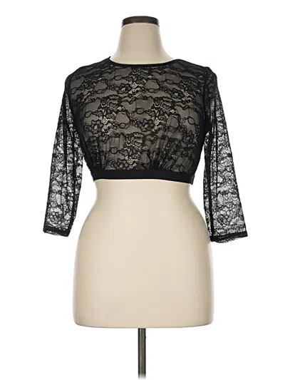 Pre-owned Torrid 3/4 Sleeve Top Black Mock Neckline Tops