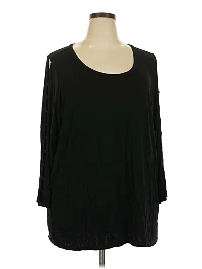 Pre-owned Torrid 3/4 Sleeve Top Black Scoop Neck Tops