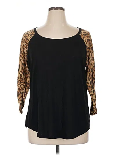 Pre-owned Torrid 3/4 Sleeve Top Black Scoop Neck Tops