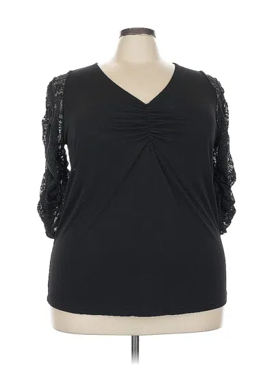 Pre-owned Torrid 3/4 Sleeve Top Black Sweetheart Neckline Tops