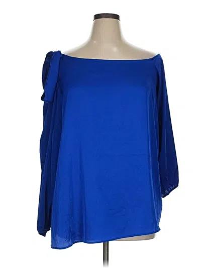 Pre-owned Torrid 3/4 Sleeve Top Blue One Shoulder Neckline Tops
