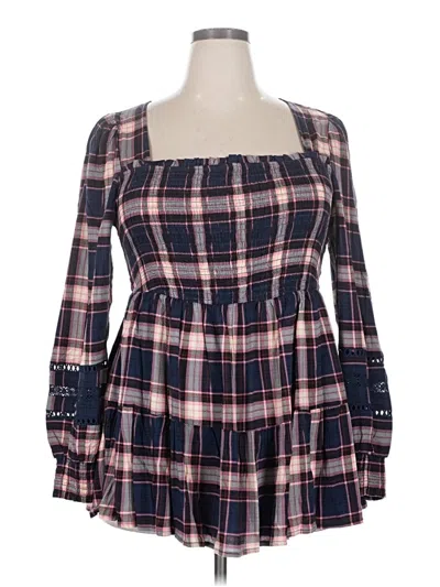 Pre-owned Torrid 3/4 Sleeve Top Blue Square Neckline Tops