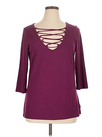 Pre-owned Torrid 3/4 Sleeve Top Burgundy Keyhole Neckline Tops