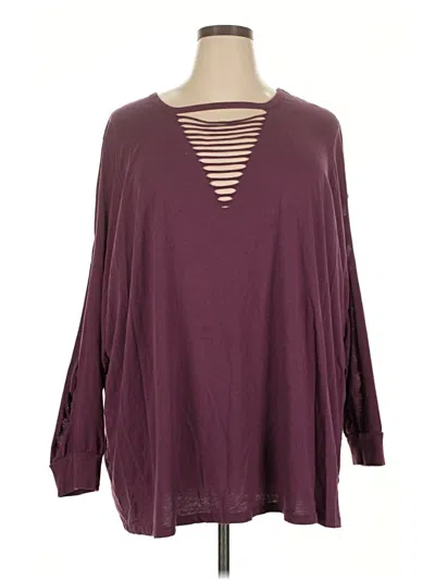 Pre-owned Torrid 3/4 Sleeve Top Burgundy Keyhole Neckline Tops