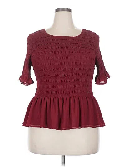 Pre-owned Torrid 3/4 Sleeve Top Burgundy Square Neckline Tops