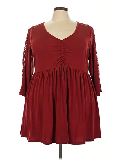 Pre-owned Torrid 3/4 Sleeve Top Burgundy Sweetheart Neckline Tops