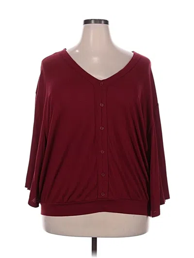 Pre-owned Torrid 3/4 Sleeve Top Burgundy V Neck Tops
