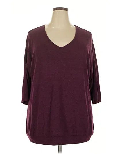 Pre-owned Torrid 3/4 Sleeve Top Burgundy V-neck Tops