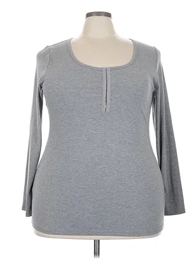 Pre-owned Torrid 3/4 Sleeve Top Gray Keyhole Neckline Tops