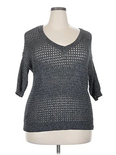 Pre-owned Torrid 3/4 Sleeve Top Gray V Neck Tops