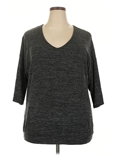 Pre-owned Torrid 3/4 Sleeve Top Gray V-neck Tops