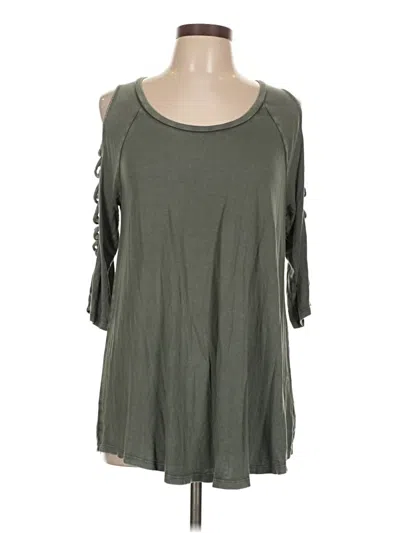 Pre-owned Torrid 3/4 Sleeve Top Green Cold Shoulder Neckline Tops