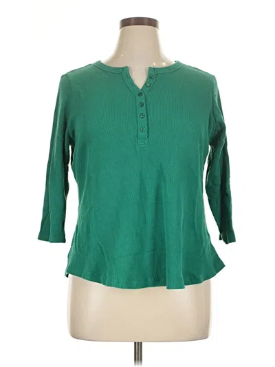 Pre-owned Torrid 3/4 Sleeve Top Green Keyhole Neckline Tops