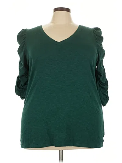 Pre-owned Torrid 3/4 Sleeve Top Green Sweetheart Neckline Tops
