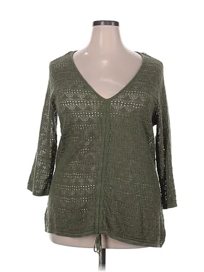 Pre-owned Torrid 3/4 Sleeve Top Green V Neck Tops