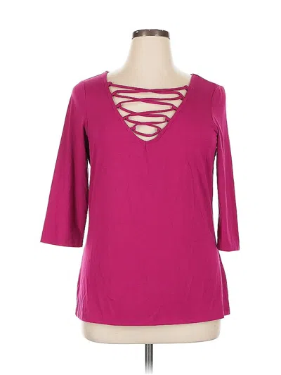 Pre-owned Torrid 3/4 Sleeve Top Pink Keyhole Neckline Tops