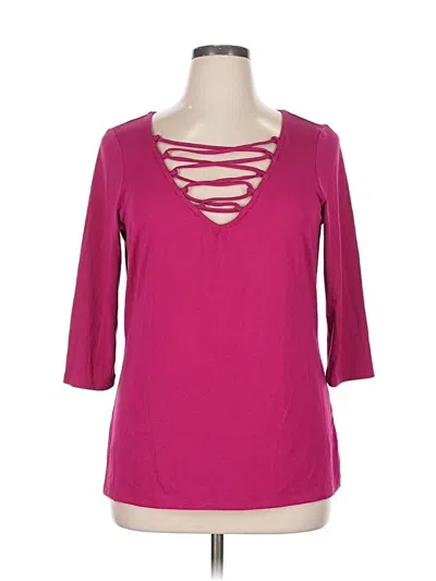 Pre-owned Torrid 3/4 Sleeve Top Pink Keyhole Neckline Tops