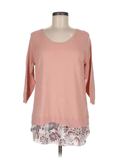 Pre-owned Torrid 3/4 Sleeve Top Pink Scoop Neck Tops
