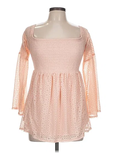 Pre-owned Torrid 3/4 Sleeve Top Pink Square Neckline Tops