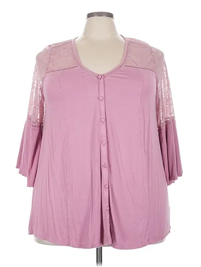 Pre-owned Torrid 3/4 Sleeve Top Pink Sweetheart Neckline Tops