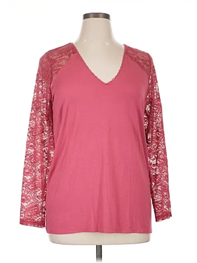 Torrid 3/4 Sleeve Top Pink V Neck Tops