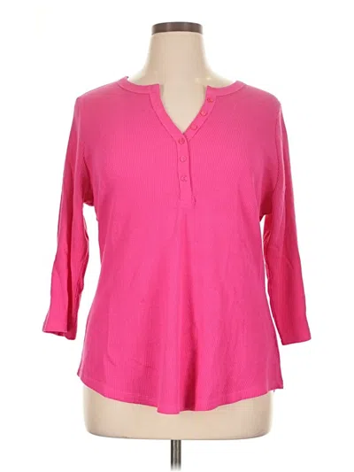 Pre-owned Torrid 3/4 Sleeve Top Pink V-neck Tops