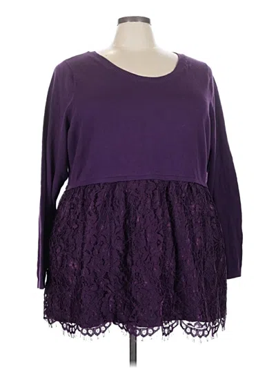 Pre-owned Torrid 3/4 Sleeve Top Purple Sweetheart Neckline Tops