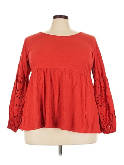 Pre-owned Torrid 3/4 Sleeve Top Red Boatneck Tops