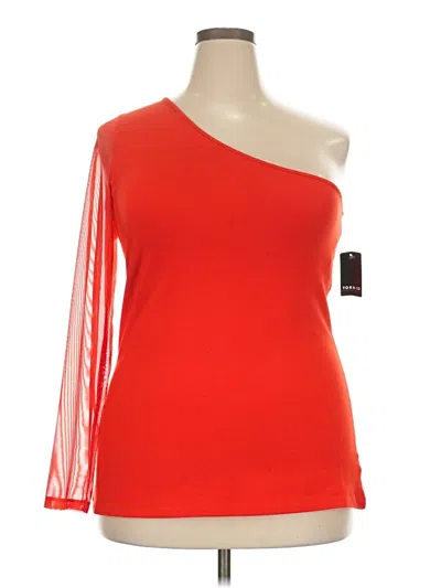 Pre-owned Torrid 3/4 Sleeve Top Red One Shoulder Neckline Tops