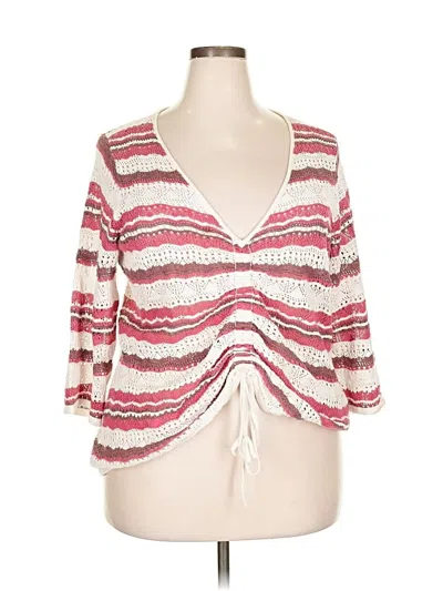 Pre-owned Torrid 3/4 Sleeve Top Red Plunge Neckline Tops