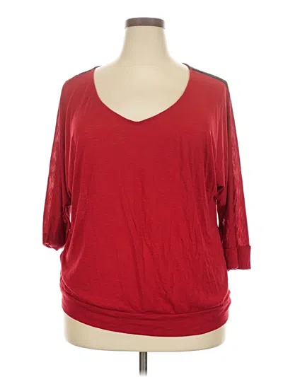 Pre-owned Torrid 3/4 Sleeve Top Red Scoop Neck Tops
