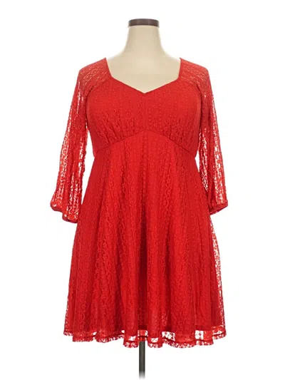 Pre-owned Torrid 3/4 Sleeve Top Red Sweetheart Neckline Tops