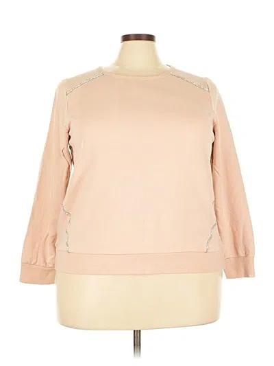 Pre-owned Torrid 3/4 Sleeve Top Tan Boatneck Tops In Brown