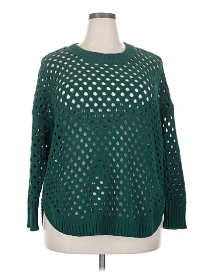 Pre-owned Torrid 3/4 Sleeve Top Teal Boatneck Tops In Blue