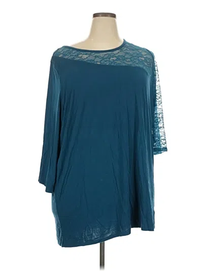Pre-owned Torrid 3/4 Sleeve Top Teal Crew Neck Tops