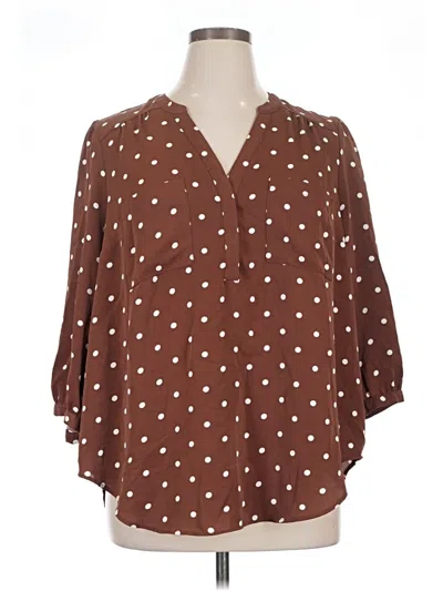 Pre-owned Torrid 3/4 Sleeve T-shirt In Brown