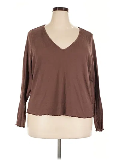 Pre-owned Torrid 3/4 Sleeve T-shirt In Brown